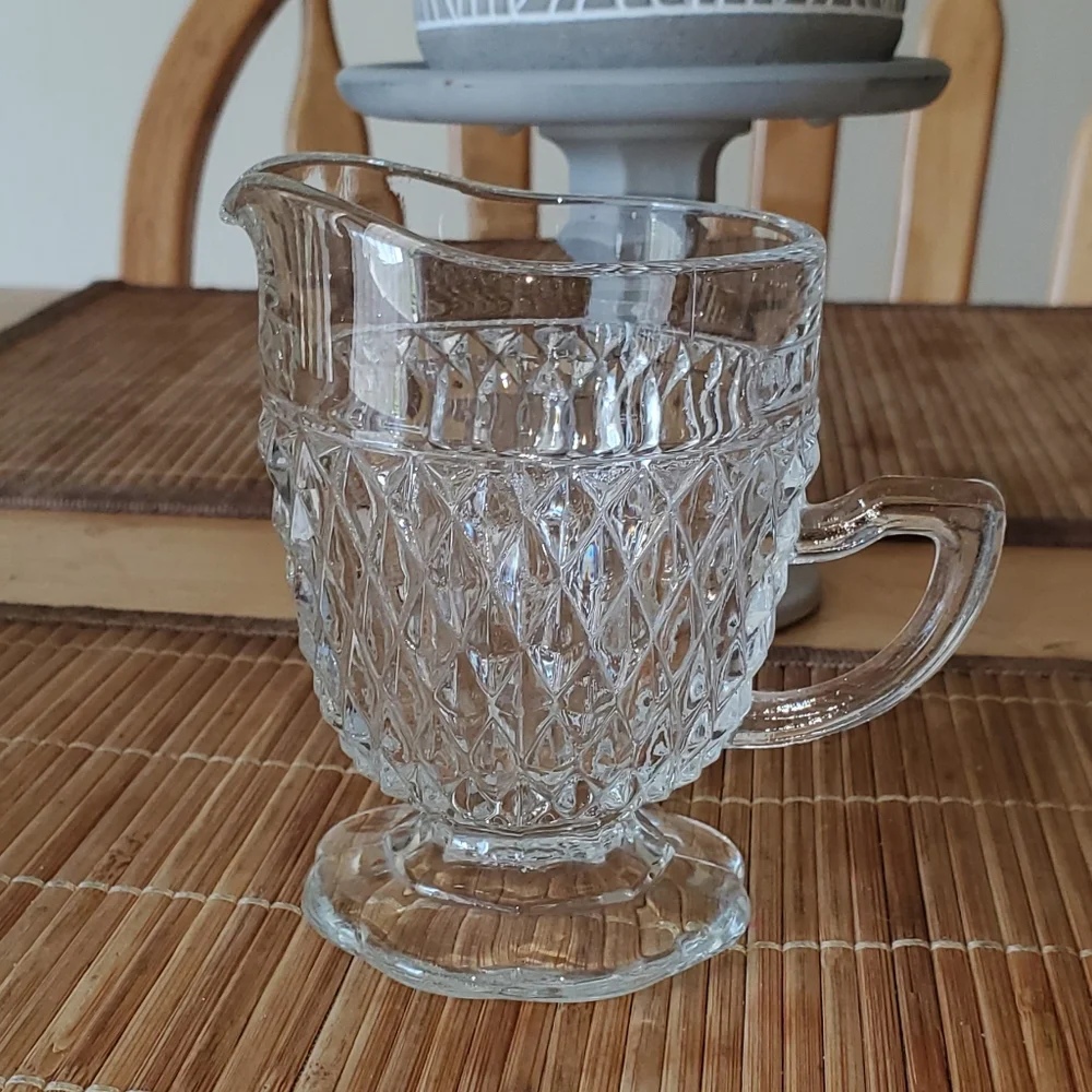 Diamond Point Clear Glass Creamer by Indiana Glass Company